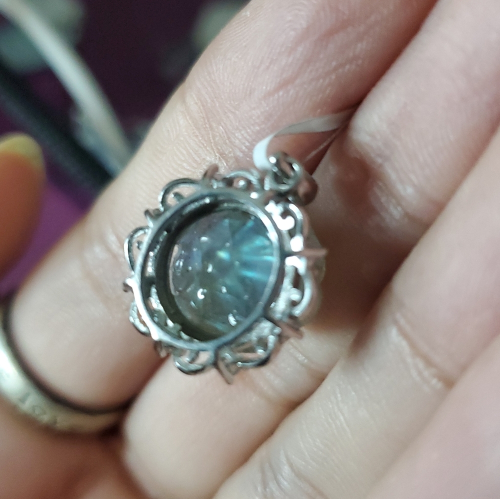 Labradorite Sterling Silver S295 Pendant with Iridescent Pale Blue Rose Stone - Picture 4 of 4